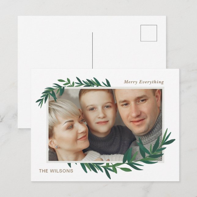 Cartão Postal De Festividades Cartaz Dourado de Férias de Desejo Botânico da Nat (Frente/Verso)