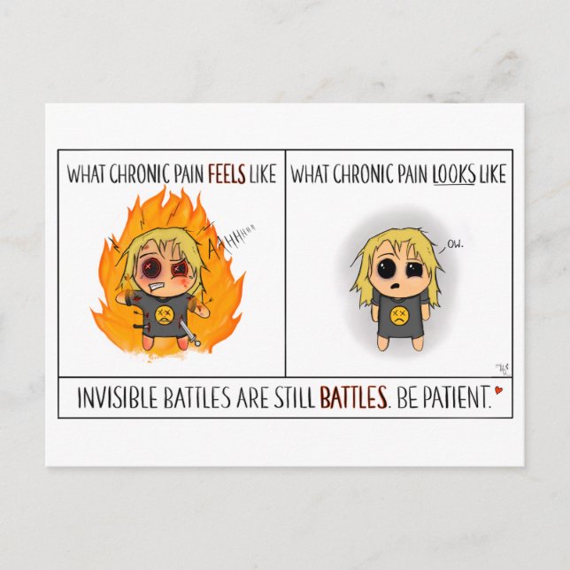 Cartão Postal De Festividades Cartaz em quadrinhos de dor crônica (Frente)