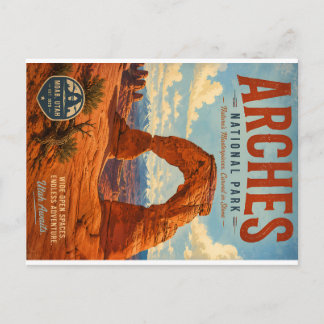 Cartão Postal De Festividades Cartaz Vintage do Parque Nacional Arches com Moab