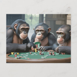 Cartão Postal De Festividades carte postale Chimpanzés jogando pôquer