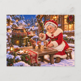 Cartão Postal De Festividades Carte postale Noël – Le chocolat de Mère Noël
