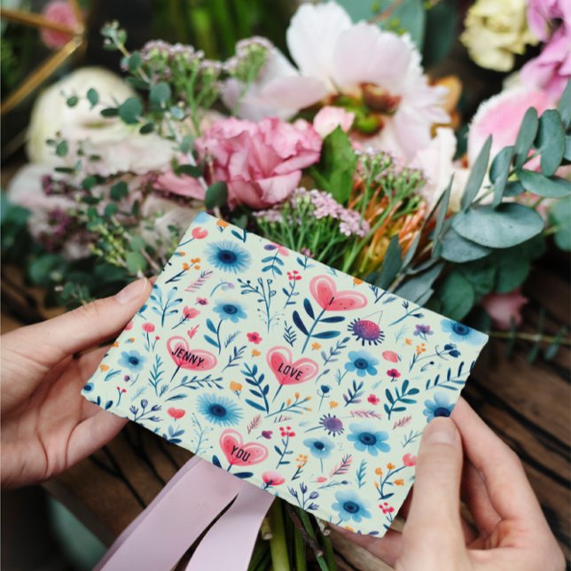 CARTÃO POSTAL DE FESTIVIDADES CARTEIRA FLORAL ESCANDINÁRIA PERSONALIZADA SIMPLES (Criador carregado)