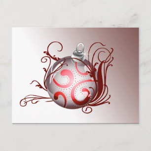 Cartão Postal De Festividades Cartões-postais de Boas Festas vermelhos e elegant
