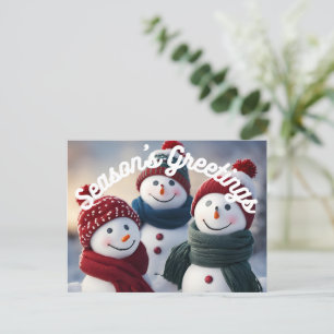 Cartão Postal De Festividades Cartões-postais de Snowmen sorridentes para as sau