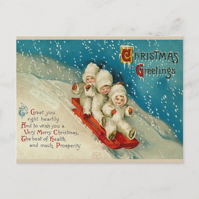 Cartão Postal De Festividades Cartões-postais para bebês de neve vitorianos (Frente)