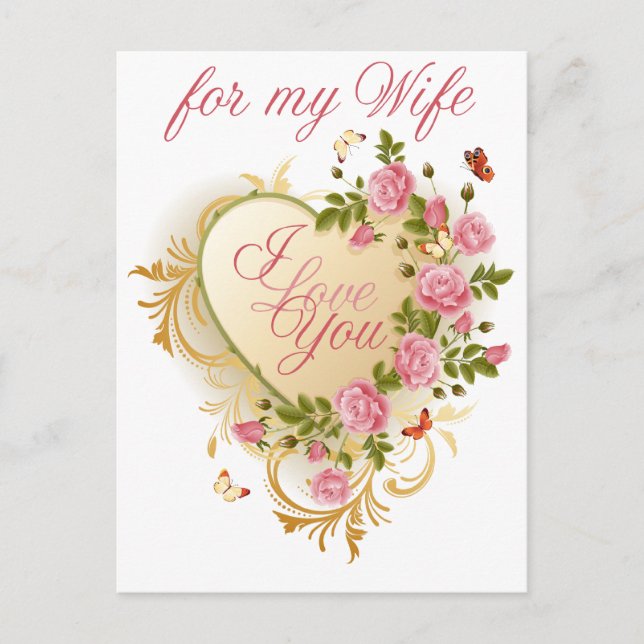 Cartão Postal De Festividades Cartões-postais rosa para Namorados de esposa (Frente)