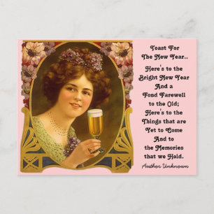 Cartão Postal De Festividades Cartões-postais Vintage de Garota com Champanhe pa