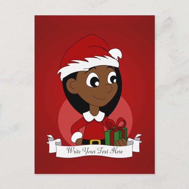 Cartão Postal De Festividades Cartografia da menina de Natal (Frente)