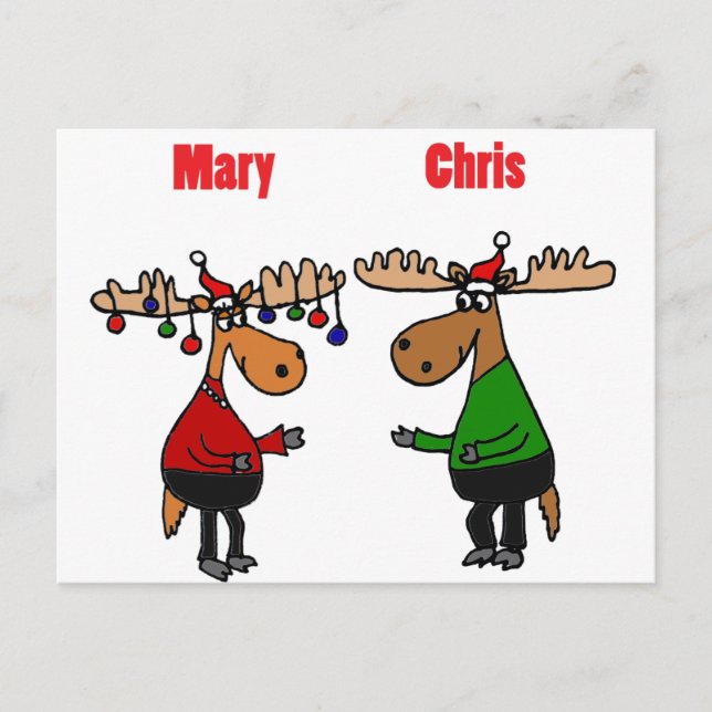 Cartão Postal De Festividades Cartografia de Christmoose, Feliz engraçada (Frente)