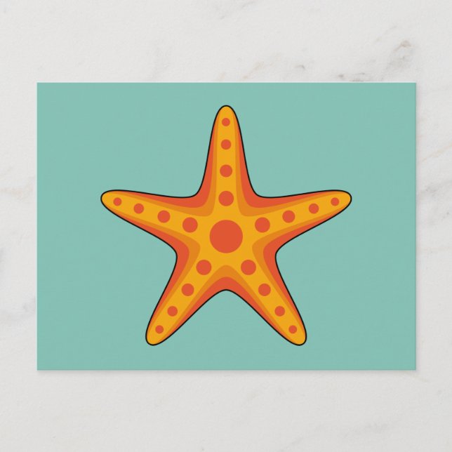 Cartão Postal De Festividades Cartografia de Starfish Laranja-Corte (Frente)
