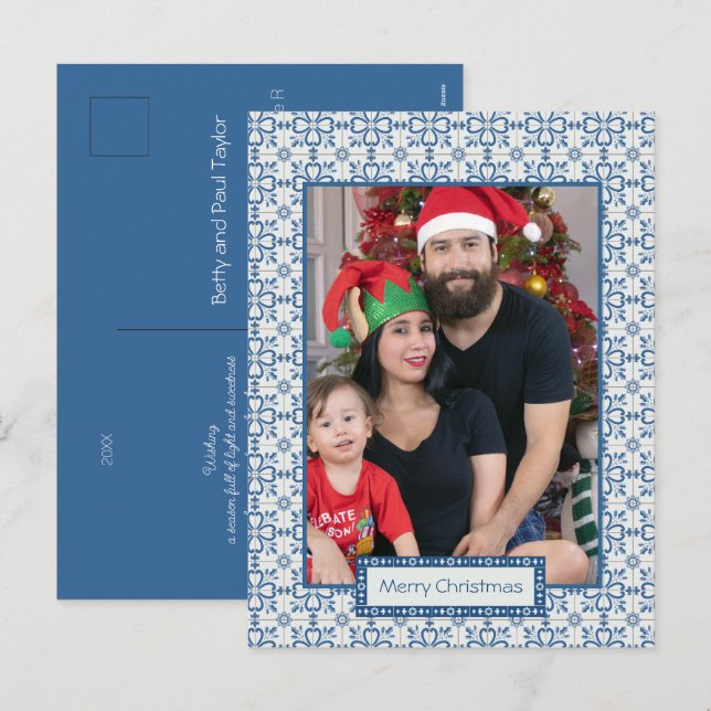 Cartão Postal De Festividades Cartolina de Natal e pétalas de flores (Frente/Verso)