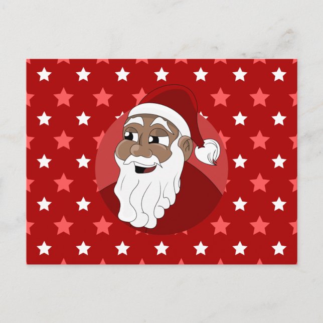 Cartão Postal De Festividades Cartoon Black Santa Claus (Frente)