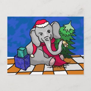 Cartão Postal De Festividades Cartoon Colorir Elefante de Natal
