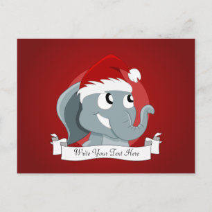 Cartão Postal De Festividades Cartoon de elefante de Natal