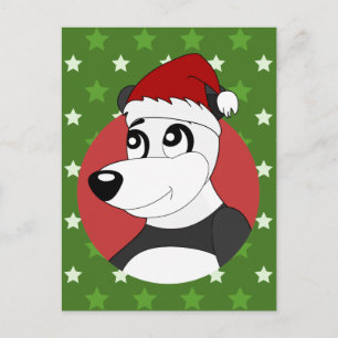 Cartão Postal De Festividades Cartoon de panda de Natal