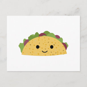 Cartão Postal De Festividades Cartoon Fantástico Kawaii Sorrindo Taco