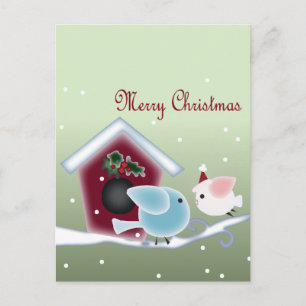 Cartão Postal De Festividades Cartoon mistletoe Love Birds Our First Christmas