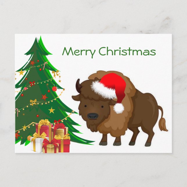 Cartão Postal De Festividades Cartoon Natal Buffalo (Frente)