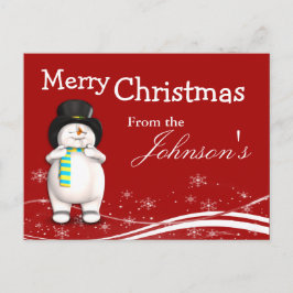 Cartão Postal De Festividades Cartoon Snowman Christmas Greeting