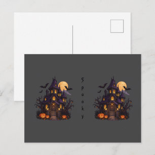 Cartão Postal De Festividades Casa Assombrada – Design de Halloween 🎃