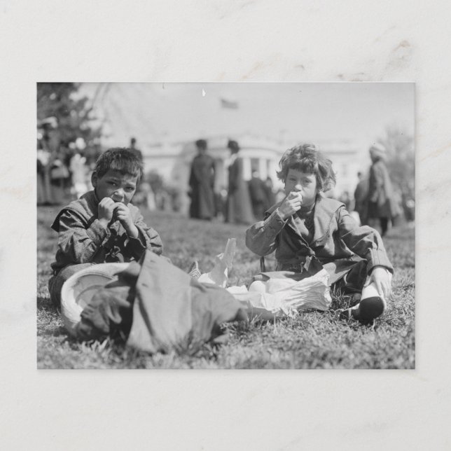 Cartão Postal De Festividades Casa Branca de Ovo de Páscoa de 1911 (Frente)
