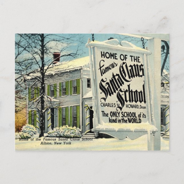 Cartão Postal De Festividades Casa da escola famosa de Papai Noel (Frente)