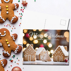 Cartão Postal De Festividades Casa de Biscoito de Natal Imóveis Feliz Natal
