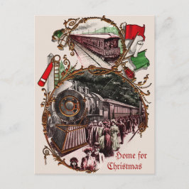 Cartão Postal De Festividades Casa dos Anos 1900 para o trem de Natal