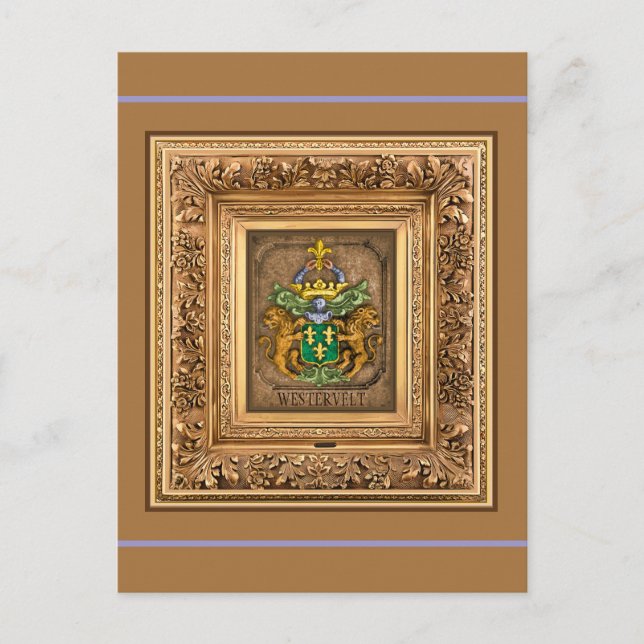 Cartão Postal De Festividades Casaco de Armas da Família Van Westervelt Neerland (Frente)