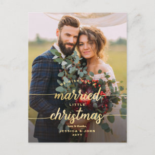 Cartão Postal De Festividades Casado Casamento de Foto de Natal Obrigado