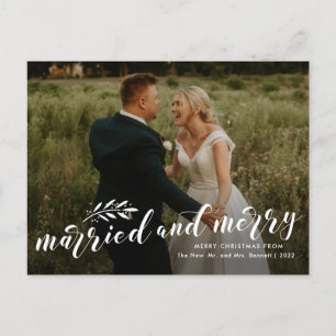 Cartão Postal De Festividades Casados e Alegres Carta de Natal com Foto de Casam