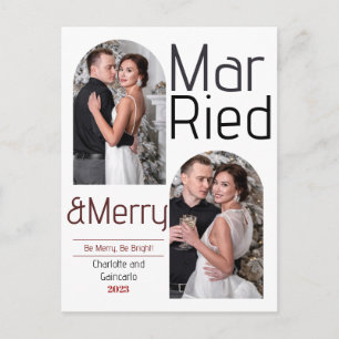 Cartão Postal De Festividades Casados e Alegres Natal Recém-casados Foto