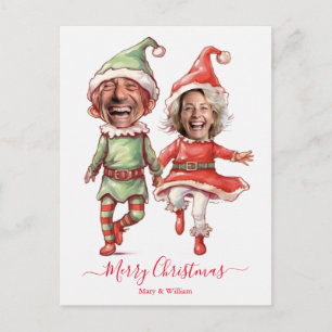 Cartão Postal De Festividades Casais de elfos de Natal