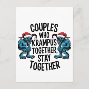 Cartão Postal De Festividades Casais que Krampus Juntos Permanecem Juntos NATAL