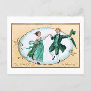 Cartão Postal De Festividades Casal Irlandês de Dança Cute Vintage