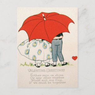 Cartão Postal De Festividades Casal Retroativo Vintage Sob Placa Namorados Umbre