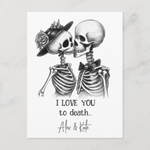Cartão Postal De Festividades Casal Skeleton