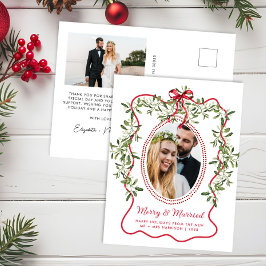 Cartão Postal De Festividades Casamento Alegre Quadro Ondulado Recém-Casados Nat
