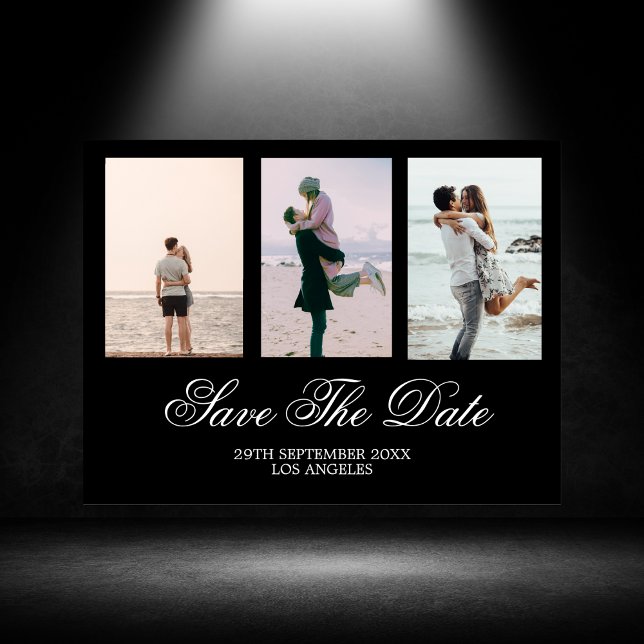 Cartão Postal De Festividades Casamento de Foto Branca Negra Salvar a Data (Criador carregado)