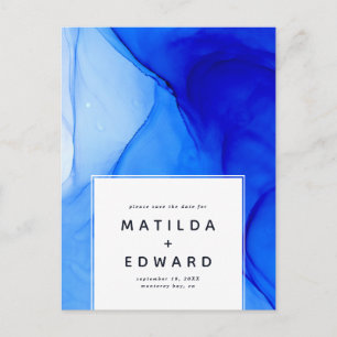 Cartão Postal De Festividades casamento elegante moderno azul e branco