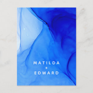Cartão Postal De Festividades casamento elegante moderno azul e branco