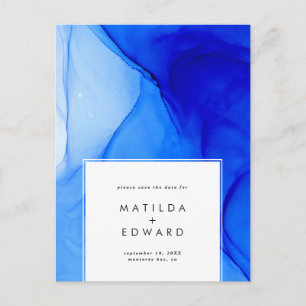 Cartão Postal De Festividades casamento elegante moderno azul e branco