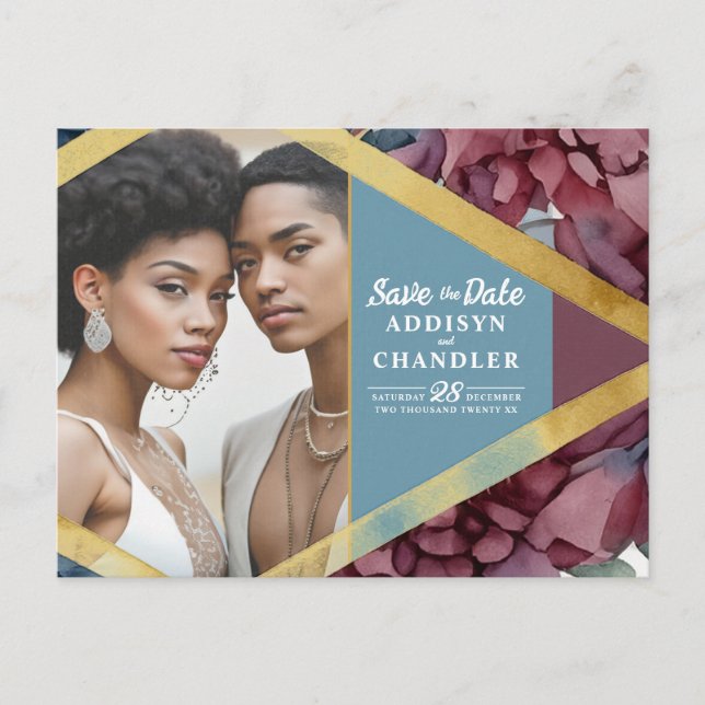 Cartão Postal De Festividades Casamento Floral Encantado De Elegance Com Tonelad (Frente)