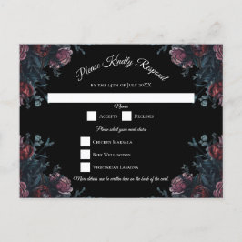 Cartão Postal De Festividades Casamento Floral Negro Elegante Negro Gótico