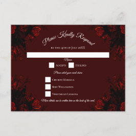 Cartão Postal De Festividades Casamento Gótico Elegante Floral Vermelho Profundo