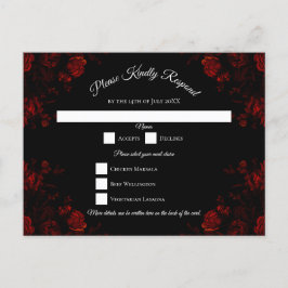 Cartão Postal De Festividades Casamento Gótico Elegante Floral Vermelho Profundo