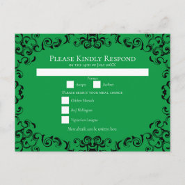 Cartão Postal De Festividades Casamento Gótico Negra e Verde