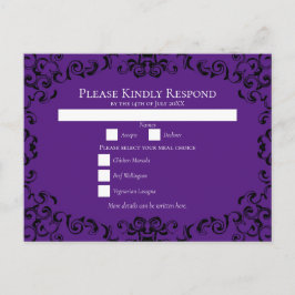 Cartão Postal De Festividades Casamento Gótico Púrpura e Negra