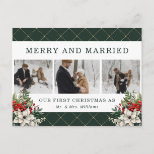 Cartão Postal De Festividades Casamento Recente de Inverno Moderno Botânicos Fot