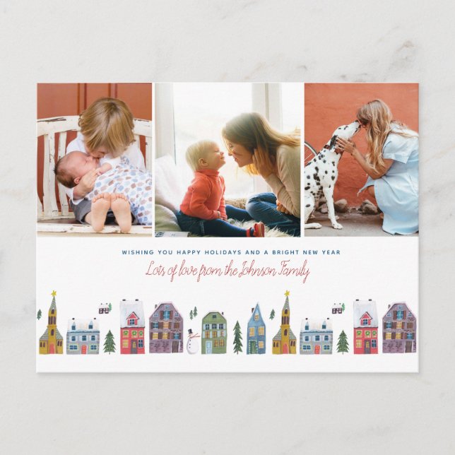 Cartão Postal De Festividades Casas bonitos do feriado | do Natal | cartão de 3 (Frente)